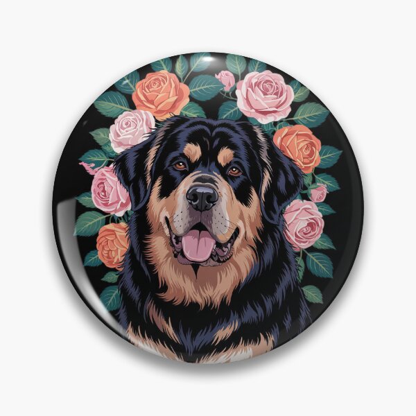 Item preview, Tibetan Mastiff Dog With Flowers Pastel Floral  designed and sold by PowAcademy.