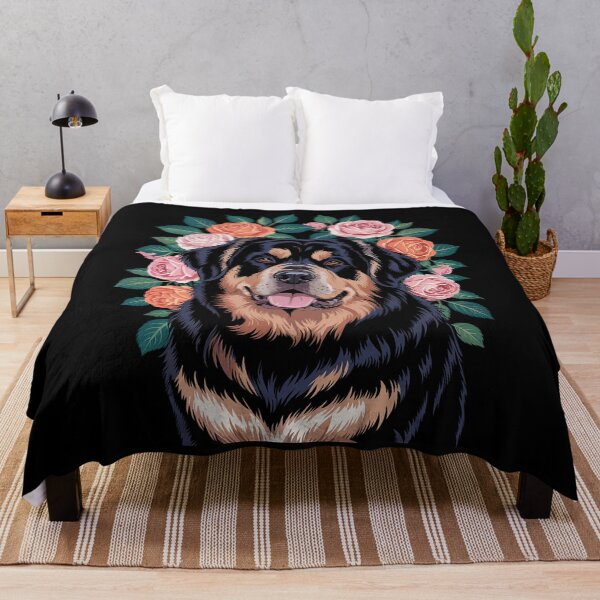 Item preview, Tibetan Mastiff Dog With Flowers Pastel Floral  designed and sold by PowAcademy.