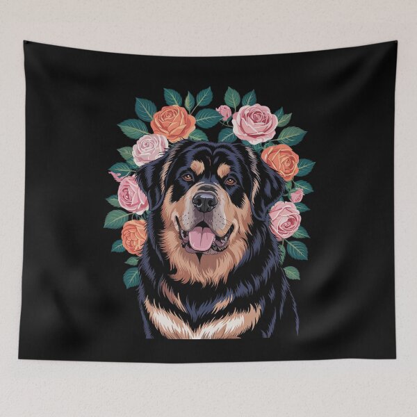 Item preview, Tibetan Mastiff Dog With Flowers Pastel Floral  designed and sold by PowAcademy.