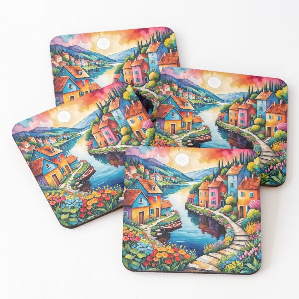 Item preview, Italian Village Watercolor  designed and sold by Beyond The Canvas.