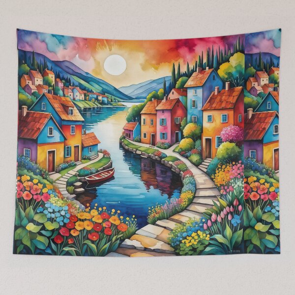 Item preview, Italian Village Watercolor  designed and sold by Beyond The Canvas.