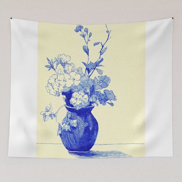 Item preview, Blue Pen Floral Still Life designed and sold by lautir.