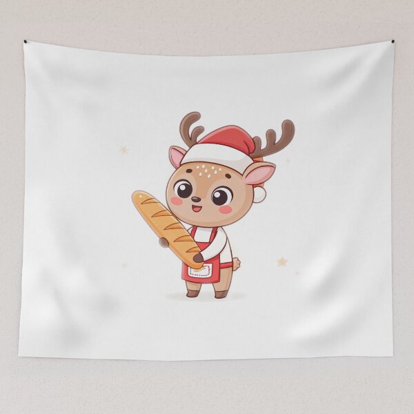 Item preview, French Reindeer Baker – Cute Christmas Art by Vivo Studio designed and sold by VivoStudio.