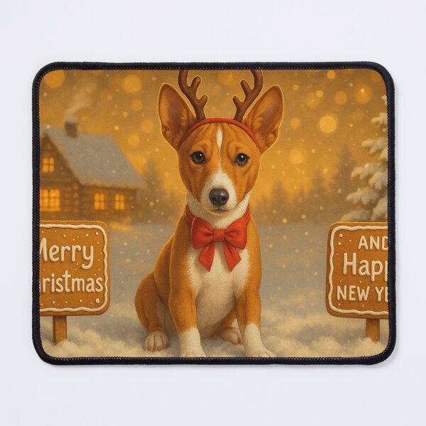 Item preview, Basenji Deluxe Christmas Cabin Gingerbread Art designed and sold by GivingJoy.