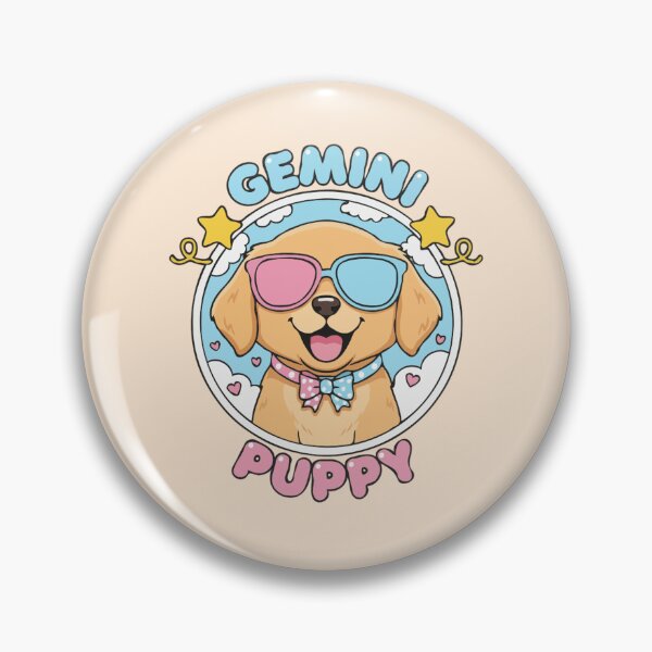 Item preview, Gemini Puppy Zodiac Cute Golden Retriever Dog Design - Horoscope Art designed and sold by The Real Life Symphony.