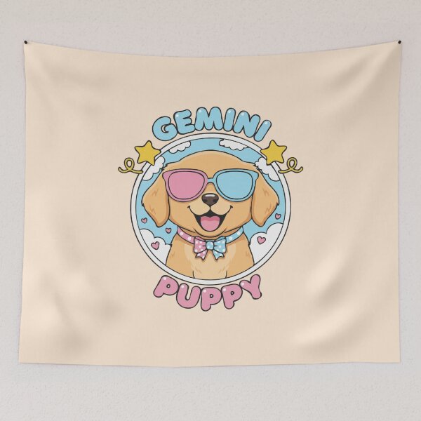 Item preview, Gemini Puppy Zodiac Cute Golden Retriever Dog Design - Horoscope Art designed and sold by The Real Life Symphony.