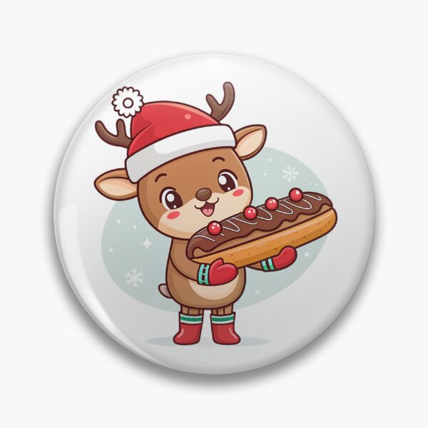 Item preview, Sweet Reindeer with Éclair – Cute Christmas Dessert Art by Vivo Studio designed and sold by VivoStudio.