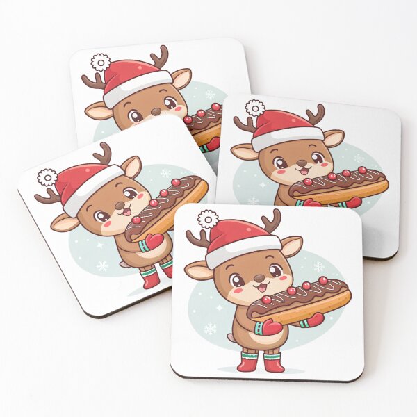 Item preview, Sweet Reindeer with Éclair – Cute Christmas Dessert Art by Vivo Studio designed and sold by VivoStudio.