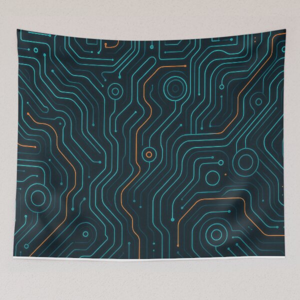 Item preview, Neon Circuit Pathways Abstract Tech Pattern designed and sold by ArtComixHaven.