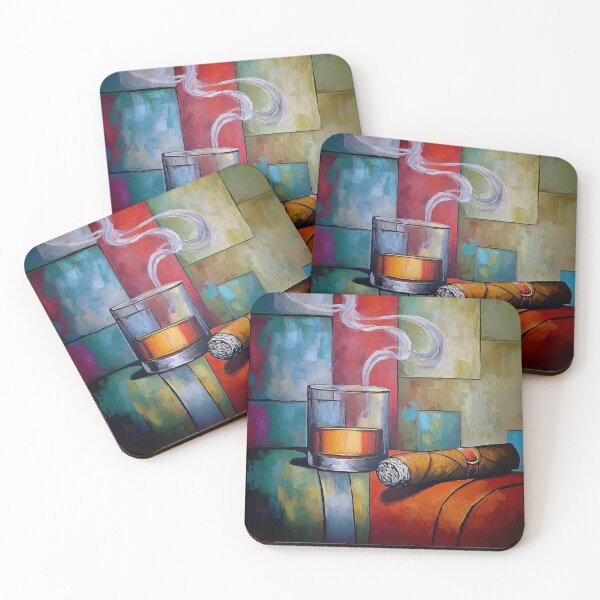 Item preview, Whiskey and Smoke in Color A Warm Expressive Still Life Blending Relaxation and Abstract Energy designed and sold by OlfactoART Studio.