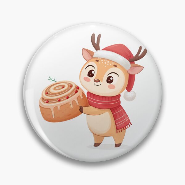 Item preview, Cozy Reindeer with Cinnamon Roll – Sweet Christmas Art by Vivo Studio designed and sold by VivoStudio.