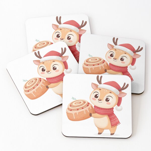 Item preview, Cozy Reindeer with Cinnamon Roll – Sweet Christmas Art by Vivo Studio designed and sold by VivoStudio.