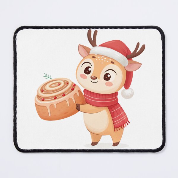 Item preview, Cozy Reindeer with Cinnamon Roll – Sweet Christmas Art by Vivo Studio designed and sold by VivoStudio.