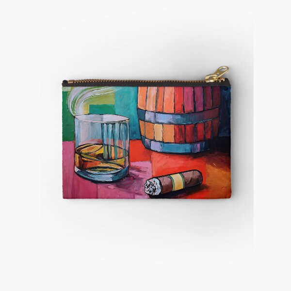 Item preview, Whiskey, Cigar and Barrel in Color A Playful Composition with Vibrant Patchwork Energy designed and sold by OlfactoART Studio.