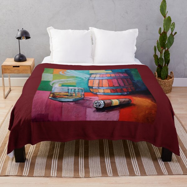 Item preview, Whiskey, Cigar and Barrel in Color A Playful Composition with Vibrant Patchwork Energy designed and sold by OlfactoART Studio.