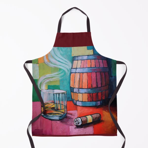 Item preview, Whiskey, Cigar and Barrel in Color A Playful Composition with Vibrant Patchwork Energy designed and sold by OlfactoART Studio.