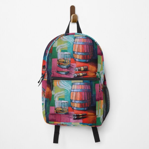 Item preview, Whiskey, Cigar and Barrel in Color A Playful Composition with Vibrant Patchwork Energy designed and sold by OlfactoART Studio.