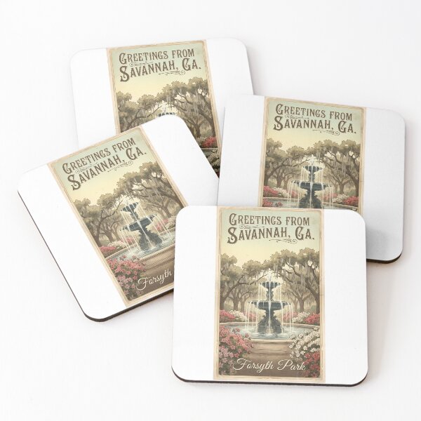 Item preview, Greetings from Savannah, GA - Vintage Forsyth Park Fountain Postcard designed and sold by Digital Dreams Arts.