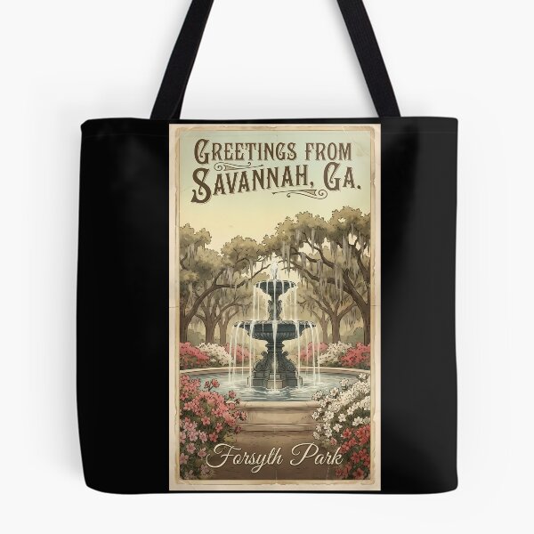 Item preview, Greetings from Savannah, GA - Vintage Forsyth Park Fountain Postcard designed and sold by Digital Dreams Arts.