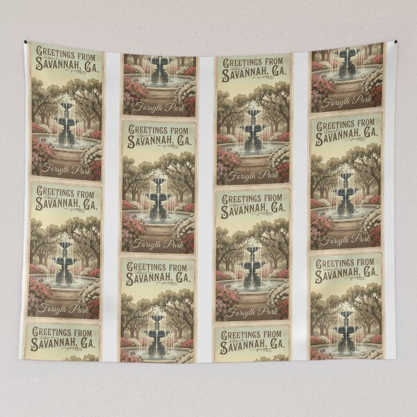 Item preview, Greetings from Savannah, GA - Vintage Forsyth Park Fountain Postcard designed and sold by Digital Dreams Arts.