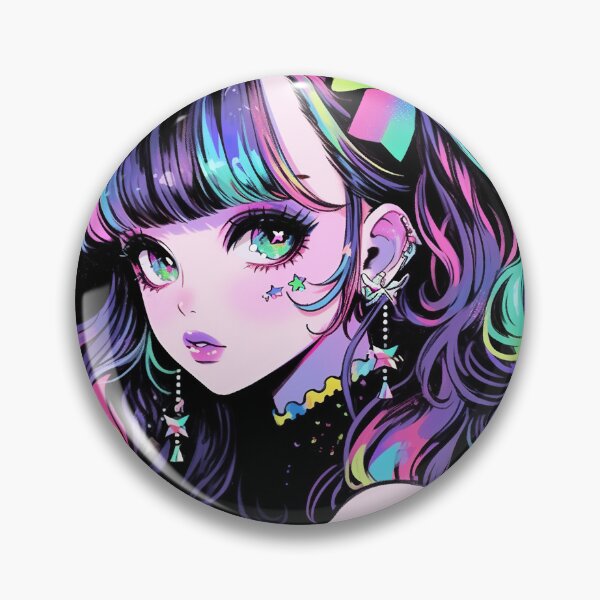 Item preview, Rainbow Hair Kawaii Anime Girl designed and sold by bubblegoth.