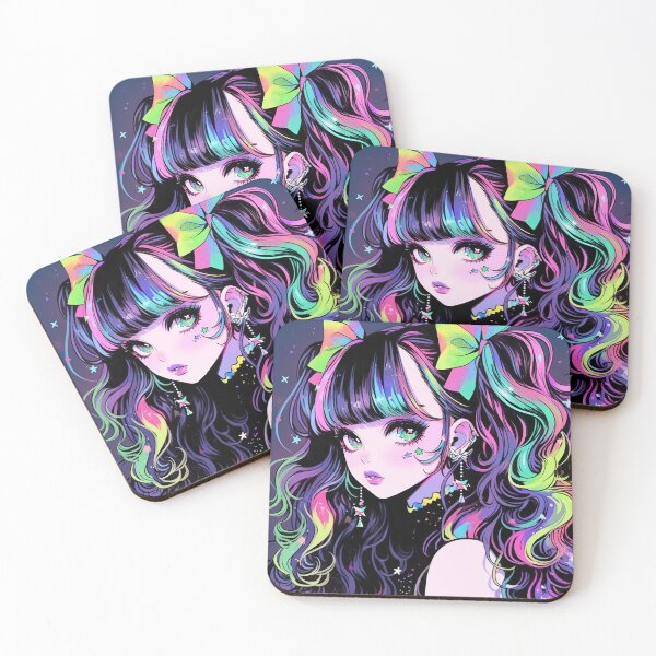 Item preview, Rainbow Hair Kawaii Anime Girl designed and sold by bubblegoth.