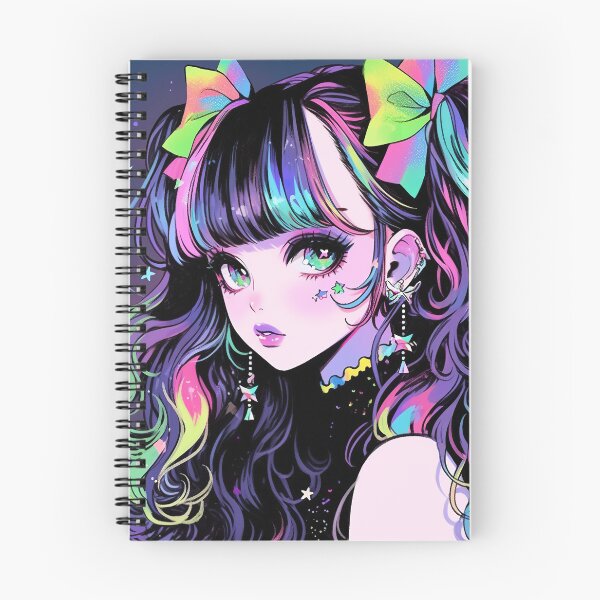 Item preview, Rainbow Hair Kawaii Anime Girl designed and sold by bubblegoth.