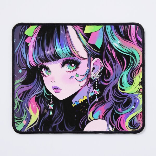 Item preview, Rainbow Hair Kawaii Anime Girl designed and sold by bubblegoth.