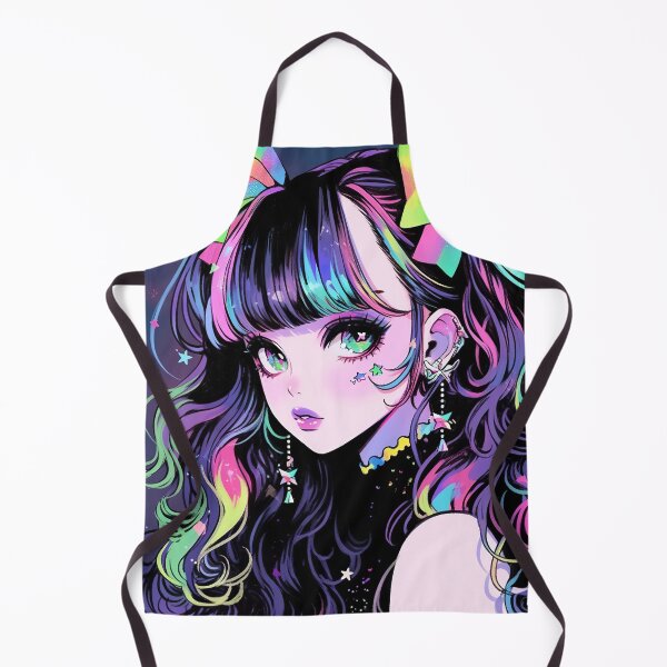 Item preview, Rainbow Hair Kawaii Anime Girl designed and sold by bubblegoth.