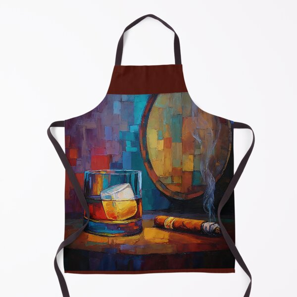 Item preview, Whiskey on the Rocks with a Smoking Cigar: A Mosaic of Warm Hues and Refined Atmosphere designed and sold by OlfactoART Studio.