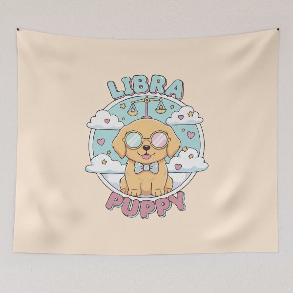 Item preview, Libra Puppy Zodiac Cute Golden Retriever Dog Design – Horoscope Art designed and sold by The Real Life Symphony.
