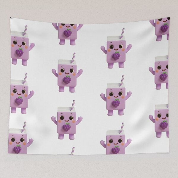 Item preview, Grape Milk Box – Cute 3D Kawaii Drink Character designed and sold by HNstory.