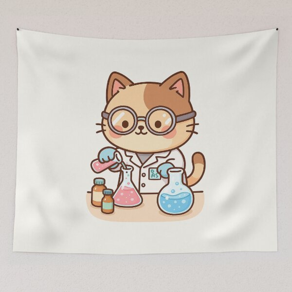 Item preview, Cute Chemist Cat Cartoon designed and sold by HoopeStylee.