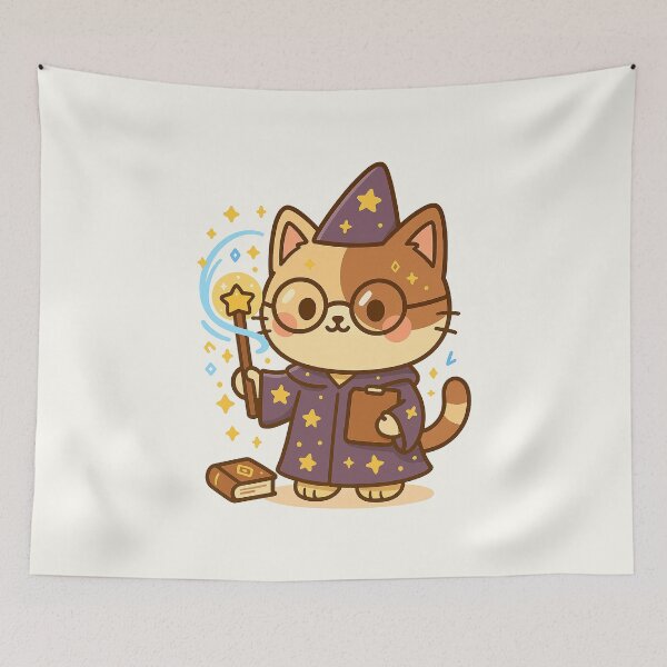 Item preview, Cute Wizard Cat Cartoon designed and sold by HoopeStylee.