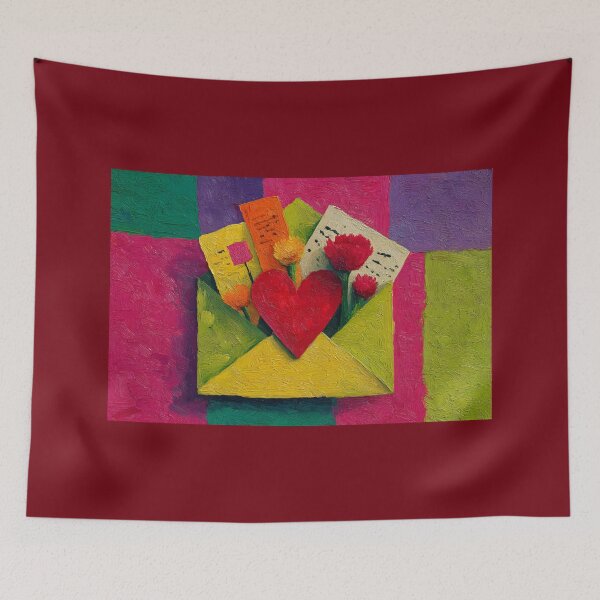 Item preview, Lost Love Letters with Hearts and Flowers: A Vibrant Valentine's Scene Bursting with Passion designed and sold by OlfactoART Studio.