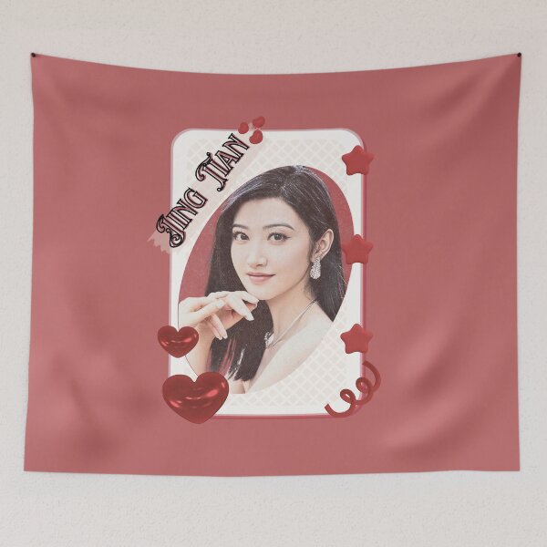 Item preview, Jing Tian (景甜) Portrait Chinese Actress Art Chinese Celebrity Illustration portrait illustration Red Aesthetic Collage Design designed and sold by AJUNICE STUDIO.