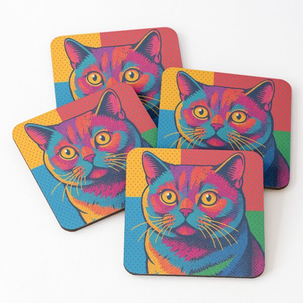 Item preview, Colorful Pop Art Cat Illustration designed and sold by Dogandesighn.
