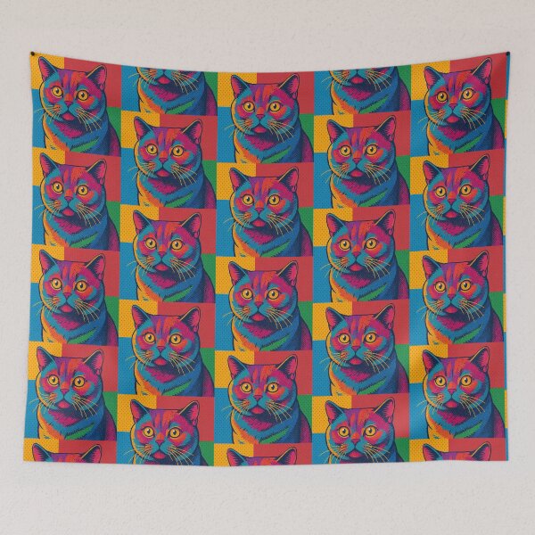 Item preview, Colorful Pop Art Cat Illustration designed and sold by Dogandesighn.