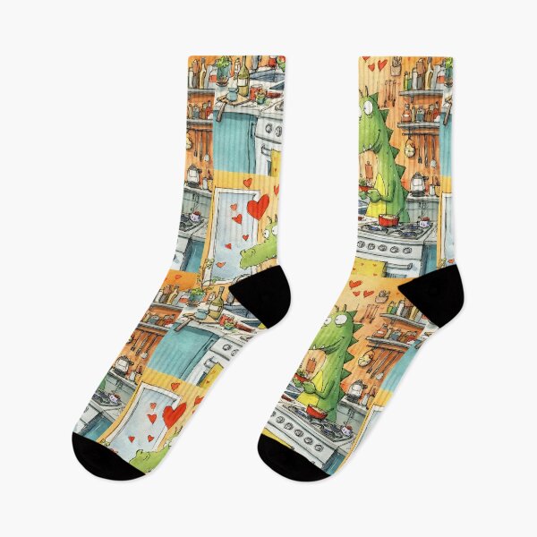 Item preview, A Joyful Dinosaur Cooking in a Heart-Filled Kitchen Celebrating Valentine: Whimsy Color and Culinary Fun designed and sold by OlfactoART Studio.