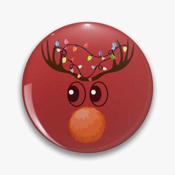 Item preview, Cute Christmas Reindeer Face - Kawaii Rudolph with Lights & Fluffy Nose. designed and sold by LunaPrintCo.