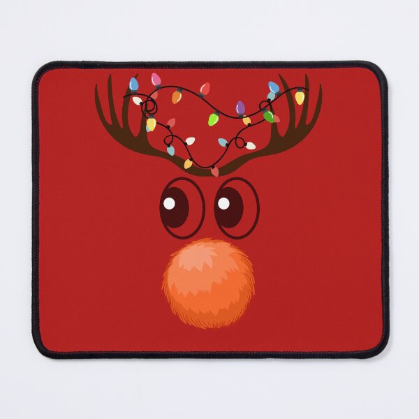 Item preview, Cute Christmas Reindeer Face - Kawaii Rudolph with Lights & Fluffy Nose. designed and sold by LunaPrintCo.