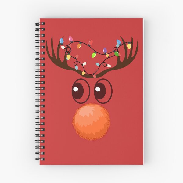 Item preview, Cute Christmas Reindeer Face - Kawaii Rudolph with Lights & Fluffy Nose. designed and sold by LunaPrintCo.