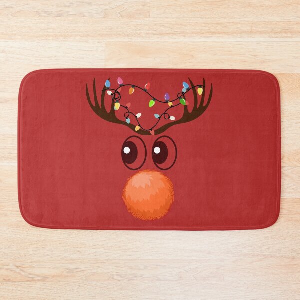 Item preview, Cute Christmas Reindeer Face - Kawaii Rudolph with Lights & Fluffy Nose. designed and sold by LunaPrintCo.