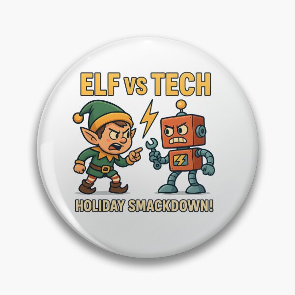 Item preview, Elf vs Tech – Funny Christmas Elf vs Robot Holiday Smackdown designed and sold by Sitred123.