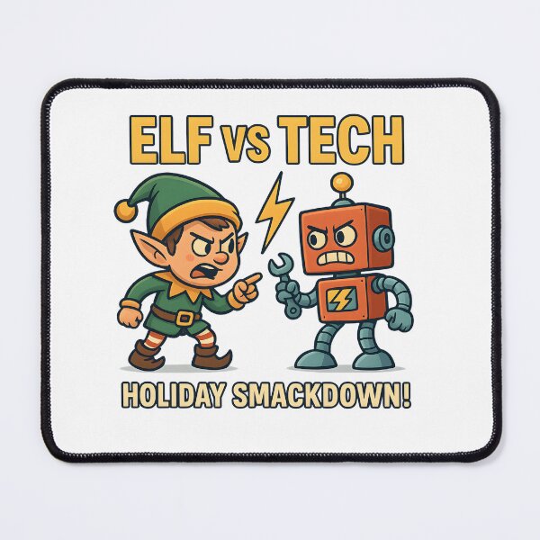 Item preview, Elf vs Tech – Funny Christmas Elf vs Robot Holiday Smackdown designed and sold by Sitred123.
