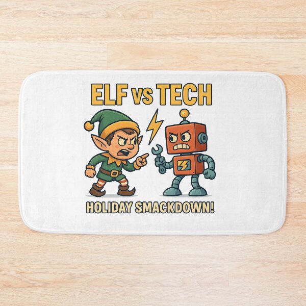 Item preview, Elf vs Tech – Funny Christmas Elf vs Robot Holiday Smackdown designed and sold by Sitred123.
