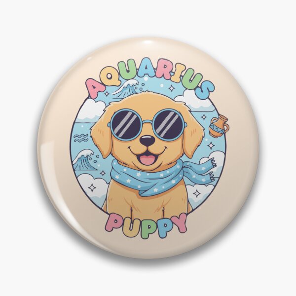 Item preview, Aquarius Puppy Zodiac Cute Golden Retriever Dog Design – Horoscope Art designed and sold by The Real Life Symphony.