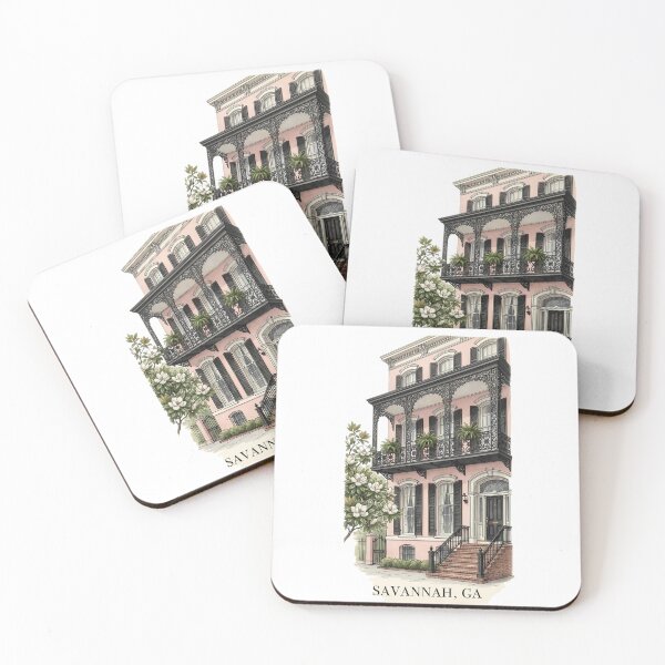 Item preview, Savannah Historic District Architecture - Pink House & Iron Balcony Art designed and sold by Digital Dreams Arts.