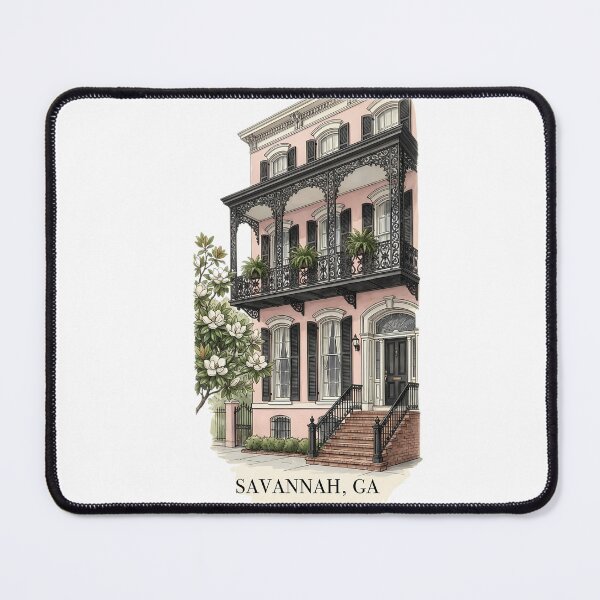 Item preview, Savannah Historic District Architecture - Pink House & Iron Balcony Art designed and sold by Digital Dreams Arts.