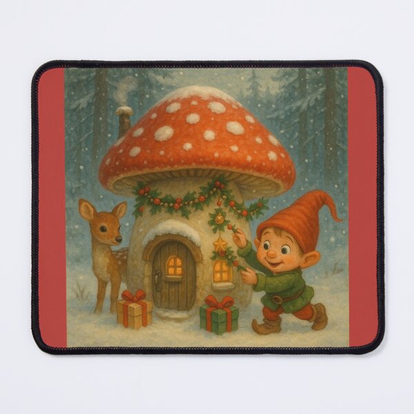 Item preview, Elf And His Deer – Welcome To The Festive Toadstool House designed and sold by LegademaArt.